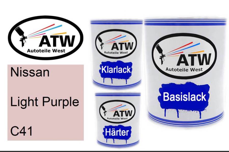 Nissan, Light Purple, C41: 1L Lackdose + 1L Klarlack + 500ml Härter - Set, von ATW Autoteile West.